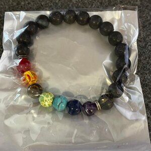 Diffuser Bracelet 7 Chakra Stones Lava Rock OS NEW in package
